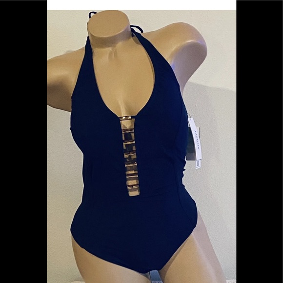 AMORESSA BY MIRACLESUIT ONE PIECE SWIMSUIT SZ 8 Blue ZENITH NEW MOON NWT. - Picture 2 of 11